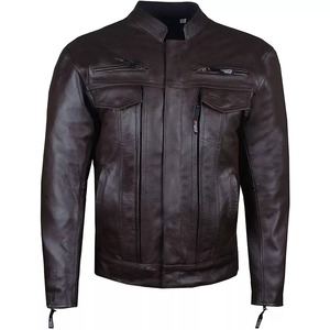 Factory Direct High Quality Plus Size <b>Zipper</b> Leather <b>Jacket</b> for Men Leather Coats - Product Image 1