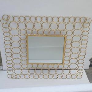 <b>Gold</b> <b>Circular</b> Metal Wall <b>Mirror</b> / Decorative Accent <b>Mirror</b> - Product Image 3