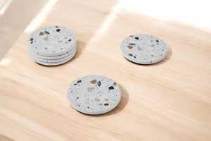 Juego de 6 Posavasos de Piedra de Mármol Terrazo con Soporte Dorado, Decoración del Hogar - Product Image 5