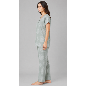 Conjunto de Pijama de Muselina de Rayón Premium con Textura Dobby para Mujer, Ropa de Dormir Suave y Elástica (NPSDB3488GR) - Product Image 6