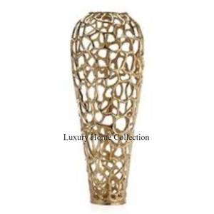 Nouveau vase en cristal avec support de conception de feuille meilleur pour la décoration de pièce maîtresse de table de mariage Vase de couleur dorée décor à la maison fait à la main - Product Image 5