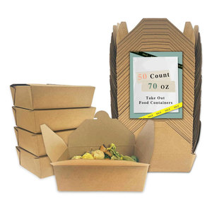 Disposable Take Out <b>Food</b> Containers Brown Kraft Paper <b>Food</b> <b>Boxes</b> To Go Microwaveable & Refrigerator Safe Eco Friendly Takeout - Product Image 1