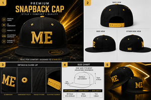 Casquette Snapback Unisexe Premium Y2K Noir et Or avec Broderie 3D, Visière Plate, 6 Panneaux, en Toile Respirante et Imperméable, Style Streetwear Décontracté, Lettre - Product Image 5