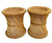 Tabouret carré moderne en bambou naturel personnalisé tabouret pouf portable pour salon chambre jardin hôtel Console incrustée d'os - Product Image 5