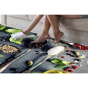 Tapis aux herbes et aux épices, tapis imprimé pour décoration moderne, tapis fin non tissé - Product Image 3