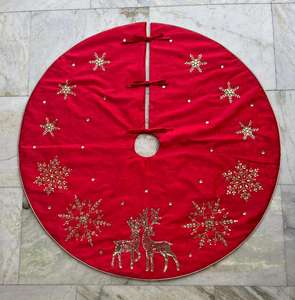 High Quality <b>Beaded</b> Fabric Christmas Tree <b>Skirt</b> Decorative Pattern Customizable Size Color Eco-Friendly Durable Holiday - Product Image 1