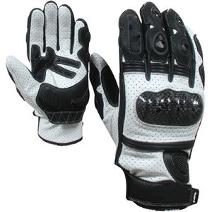 Guantes de moto de dedo completo impresos personalizados Material de cuero con logotipo de vidrio templado Color negro y plateado para uso en bicicleta - Product Image 1