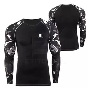 เสื้อรัดกล้ามเนื้อออกกำลังกายแบบสั่งทำพิเศษสำหรับผู้ชาย แขนยาว แห้งเร็ว สีตามสั่ง ผ้ายืดสแปนเด็กซ์/ไนลอน - Product Image 3
