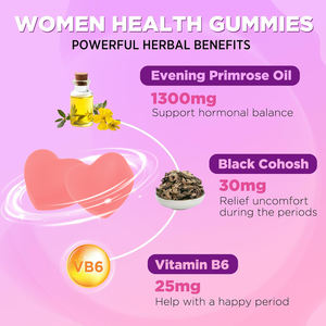 Gummies à l'huile d'onagre en marque privée OEM pour l'équilibre hormonal, le soulagement naturel du syndrome prémenstruel et le soutien à la ménopause, gummies végétaliennes - Product Image 3