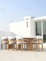 Vente en gros de meubles de luxe modernes de haute qualité, table et chaises de salle à manger en teck pour l'extérieur
