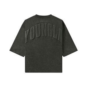 T-shirt décontracté de fitness pour homme de qualité supérieure, à manches courtes, surdimensionné, 100% coton avec impression numérique, motif uni - Product Image 2