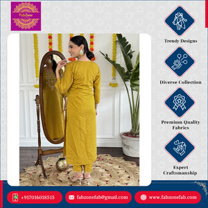 Élégant Nouveau Designer Indien et Pakistanais Vêtements Séquence Codage Broderie Travail Viscose Chanderi Kurti Pantalon Dupatta Ensemble - Product Image 5