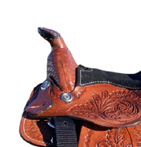 Selle de cheval occidentale en cuir véritable de qualité supérieure pour les courses de barils et l'équitation - Product Image 3
