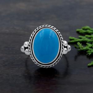 Anillo hecho a mano Anillo de Calcedonia natural 925 Plata de ley sólida Forma ovalada 925 Plata de ley estampada Anillo de joyería de plata hecha a mano - Product Image 3