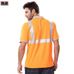 Polo de trabajo de construcción de manga corta reflectante de alta visibilidad para hombre al por mayor ropa de seguridad impermeable en Tallas grandes - Product Image 3