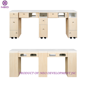 Mesa de manicura doble profesional de Venta caliente, mesas de uñas de técnico de lujo, muebles de salón para salones de uñas - Product Image 3