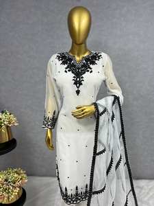 Conjunto de Kurti de Alta Calidad para Mujer, con Bordado de Hilo de Georgette Sintética, Diseño de Última Moda, para Bodas, por FabZone - Product Image 4