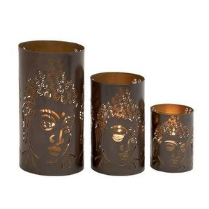 เชิงเทียนเหล็กพร้อมงานแกะสลักดอกไม้ผิวโลหะเหมาะสำหรับการตกแต่งภายในแบบเซนมินิมอลลิสต์ - Product Image 4