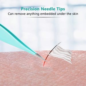 Pince à épiler de précision en acier inoxydable 3pcs Rose Red Purple Blue Ingrown Hair & Blackhead Remover Eshards Eyebrow Hair Extension Tool - Product Image 5