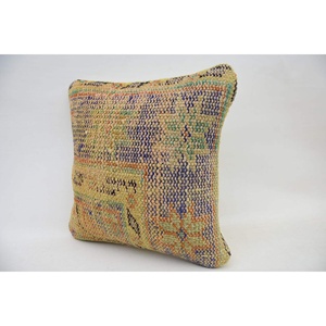 Multicolor Kantha Patchwork <b>Silk</b> Pillow 16x16 Inch Luxury Decorative <b>Cushion</b> Vintage Floral Embroidered Woven Floral Print - Product Image 3