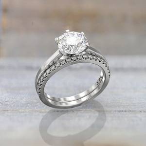 Anillos de boda exclusivos Anillo de compromiso de moissanita de corte redondo de 1,5 quilates Anillo de boda de diamantes Apilamiento Joyería de oro de 18 quilates - Product Image 6