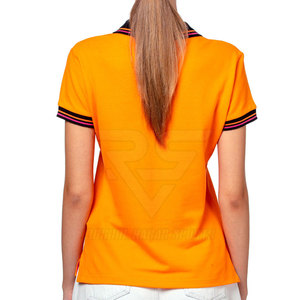 เสื้อยืดโปโลสำหรับผู้หญิงผ้าถัก100% คอตตอนสีตัดกันสำหรับฤดูร้อน - Product Image 4