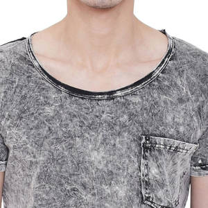 T-shirts personnalisés 100% coton délavés à l'acide pour hommes Streetwear Style Hip Hop Vintage surdimensionné à séchage rapide col rond motif imprimé - Product Image 6