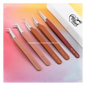 Pince à épiler pour extensions de cils avec logo personnalisé, pointe en fibre, pointe droite pointue, 12 cm, acier inoxydable, antidérapante, outil pour artiste en cils - Product Image 2