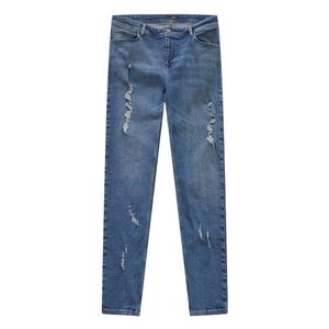 Pantalones vaqueros ajustados desgastados para hombre, ropa de calle vaquera resistente azul medio, corte ajustado, aspecto rasgado, Vaqueros cómodos para todos los días - Product Image 5