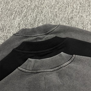 Invierno nuevo diseño 350gsm cuello redondo sudaderas francés Terry sudadera hombres bolsillo lateral diseño alta calidad lavado ácido sudadera - Product Image 6