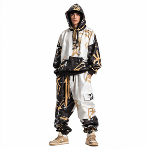 Sublimation Suit Set Mens Streetwear Chándal | Sudadera con capucha de gran tamaño personalizada con pantalones de chándal holgados Flare - Product Image 5