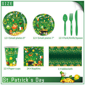 JUXINDA Assiettes en <span class=keywords><strong>papier</strong></span>, gobelets en <span class=keywords><strong>papier</strong></span>, serviettes en <span class=keywords><strong>papier</strong></span>, nappes, couverts, ensembles <span class=keywords><strong>de</strong></span> vaisselle sur le thème <span class=keywords><strong>de</strong></span> la Saint-Patrick - Product Image 3