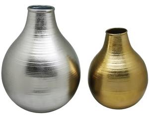Ensemble Premium de 2 Vases Simples en Forme de Pot en Finition Or et Argent Idéal pour la Réception du Hall d'Hôtel et l'Affichage Commercial - Product Image 1