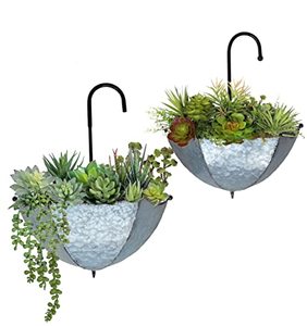 Ensemble de 3 jardinières en métal de style antique, pots ronds en fer, qualité supérieure, idéal pour l'affichage mural et accessoires de jardin élégants - Product Image 3