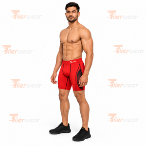 <b>Men's</b> <b>Red</b> Compression <b>Shorts</b> Mid Waist Sporty Quick Dry Athletic Base Layer <b>Short</b> Pants Breathable <b>Men</b> Compression <b>shorts</b> - Product Image 2