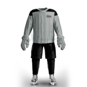 Último diseño de alta calidad recién llegado para hombres adultos conjuntos de uniformes de hockey sobre hielo 100% poliéster ecológico transpirable - Product Image 1