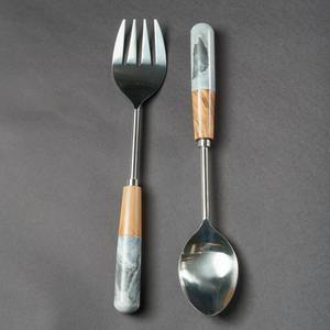 Élégant ensemble de service à salade en laiton doré, ustensile de service moderne, vaisselle de cuisine élégante, cadeau - Product Image 6
