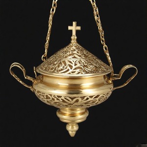 CathedraFog Encensoir en métal orné de fumée divine Brûleur d'encens d'église traditionnelle avec chaîne en laiton poli vintage - Product Image 4