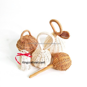 Sonajero de ratán bohemio hecho a mano para bebé, seguridad de Vietnam para bebé Montessori, juguete sensorial, sonajero tejido - Product Image 3