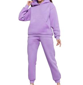 Ensemble de survêtement pour femmes en molleton, vente en gros, coton personnalisé, uni, décontracté, coupe régulière, une pièce, respirant, entraînement, jogging, tendance - Product Image 5