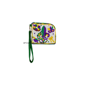 Porte-monnaie à fermeture éclair perlée pour femmes, inspiré du festival de Mardi Gras de la Nouvelle-Orléans, pochette de luxe tendance, vente en gros pure - Product Image 1