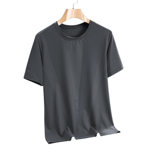 Camiseta Deportiva de Verano Fresca de Seda de Hielo con Logotipo Personalizado OEM, Camiseta Informal de Secado Rápido de Ajuste Holgado para Hombre, Camiseta de Moda Urbana de Talla Grande - Product Image 5