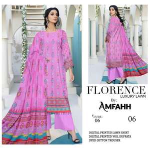 Diseñador de alta calidad Pakistani Lawn Shalwar Kameez Trajes 100% Algodón Cuello en V Tallas grandes Impreso - Product Image 6