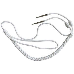 Aiguillette de cérémonie belge, rang inférieur, en soie orange avec attache argentée marine et corde torsadée tressée. - Product Image 1