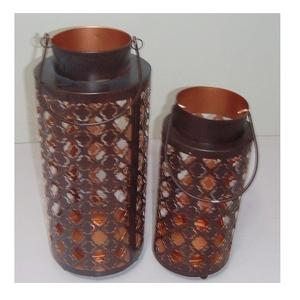 Ensemble de lanternes à bougies en métal marocain de luxe, décoratives, avec doublure en cuivre, porte-bougie suspendu pour mariage, fête, décoration de jardin - Product Image 1