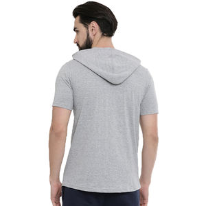 Sudadera con capucha de manga corta negra de gran tamaño con bolsillo canguro y cordón Material de poliéster con patrón impreso en 3D - Product Image 5