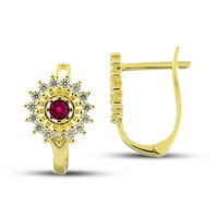 Boucles d'oreilles pendantes à clip en zircon plaqué or 14 carats de haute qualité, motif fleur, travail d'émail fin, style tendance pour enfants, cadeau certifié de troisième qualité