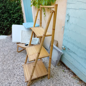 Estante de exhibición de ducha plegable hecho a mano de lujo, accesorios de baño, estantes de pie de bambú para Baño - Product Image 6