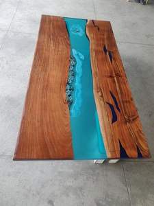 Living Room Luxury Handcrafted <b>Epoxy</b> <b>Resin</b> Rectangle Modern Waterproof Dining <b>Table</b> Acacia Wood <b>Top</b> Wedding Gift Customizable - Product Image 5