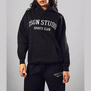 Sweat à capuche surdimensionné doublé polaire confortable pour femme avec poche latérale et capuche à cordon de serrage Sweat décontracté automne et hiver - Product Image 4